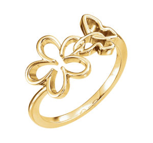 Yellow Gold Floral Butterfly Ring1 300X281